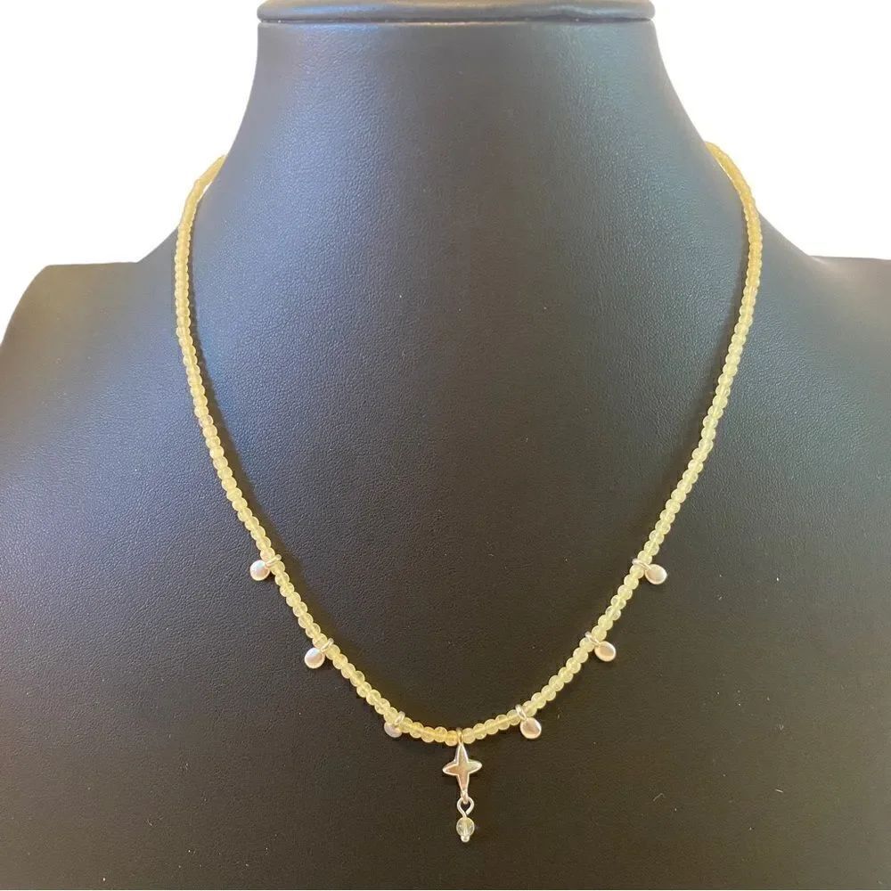Citrine Charm Beaded Collar Necklace.